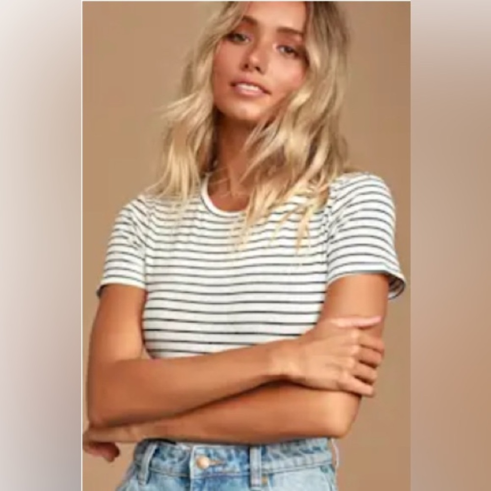 Kinship Black and White Striped Ribbed Bodysuit